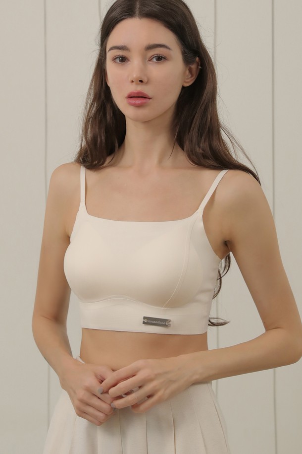 NONANDNON - 반소매 티셔츠 - Comfy Seamless Bra Top (Ivory)