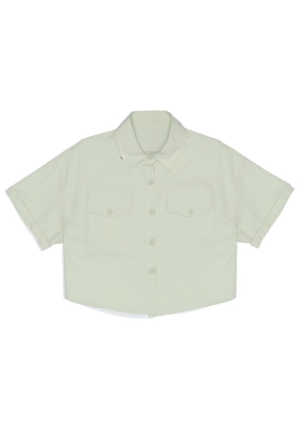 NON AND NON - 블라우스 - Pocket Semi Crop Half Shirt