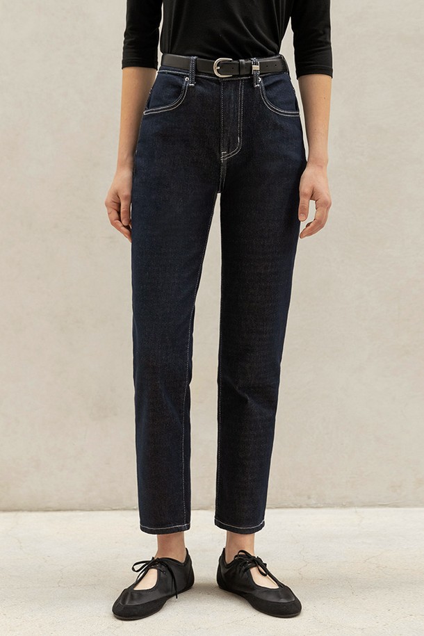 NON AND NON - 데님 - ESSENTIAL NON-FADED SELVEDGE DENIM BAGGY PANTS (DARK BLUE)