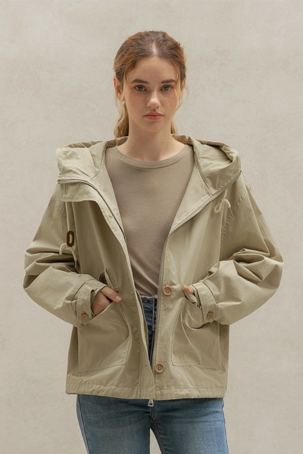 NON AND NON - 코트 - HOOD HALF TRENCH COAT (LIGHT BEIGE)