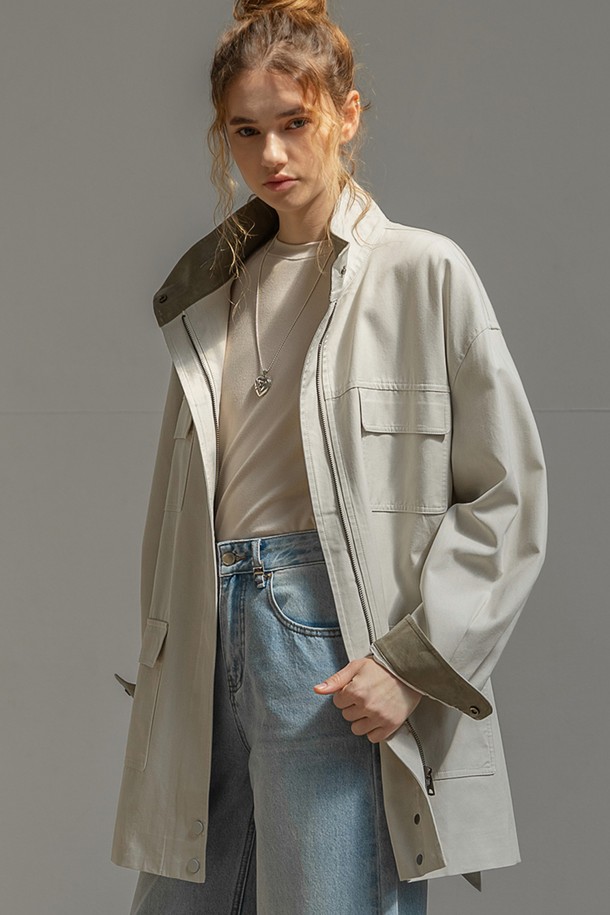 NON AND NON - 자켓 - COTTON WORK HALF JACKET (WARM GRAY)