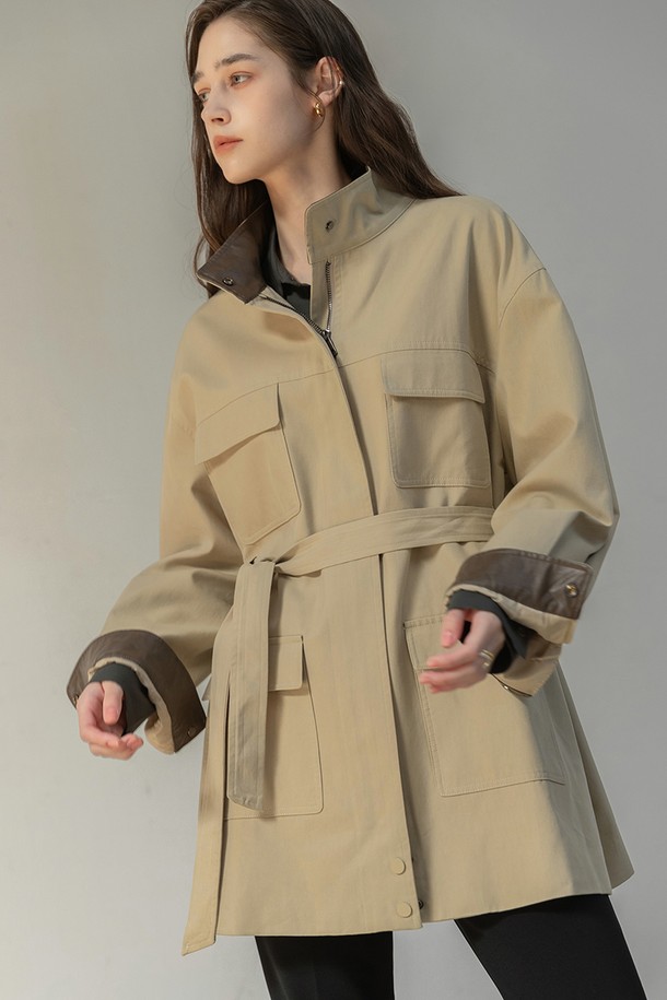 NON AND NON - 자켓 - COTTON WORK HALF JACKET (BEIGE)