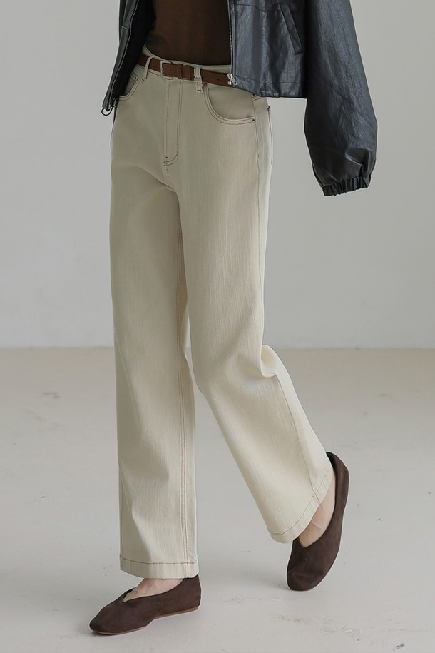 NONANDNON - 롱/미디팬츠 - SIGNATURE STRAIGHT COTTON PANTS (ECRU)