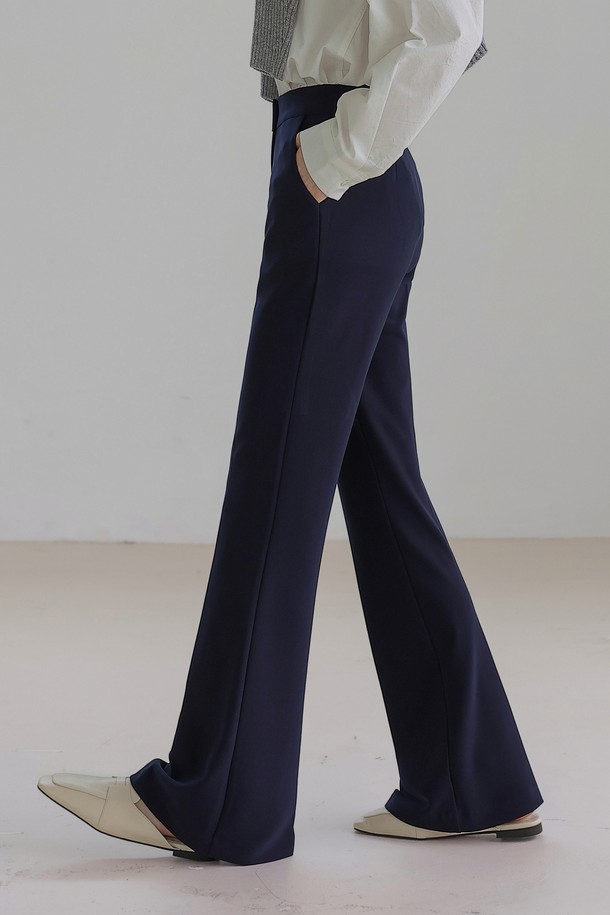 NONANDNON - 롱/미디팬츠 - ESSENTIAL SOFT STRETCH BOOTS CUT SLACKS (NAVY)