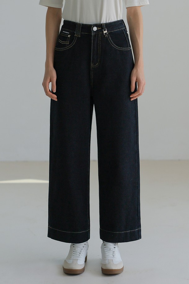 NON AND NON - 데님 - STITCH  RAW WIDE DENIM PANTS (DEEP INDIGO)