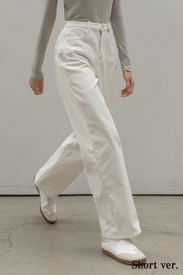 NON AND NON - 롱/미디팬츠 - CORDUROY WIDE NAPPING PANTS (IVORY)