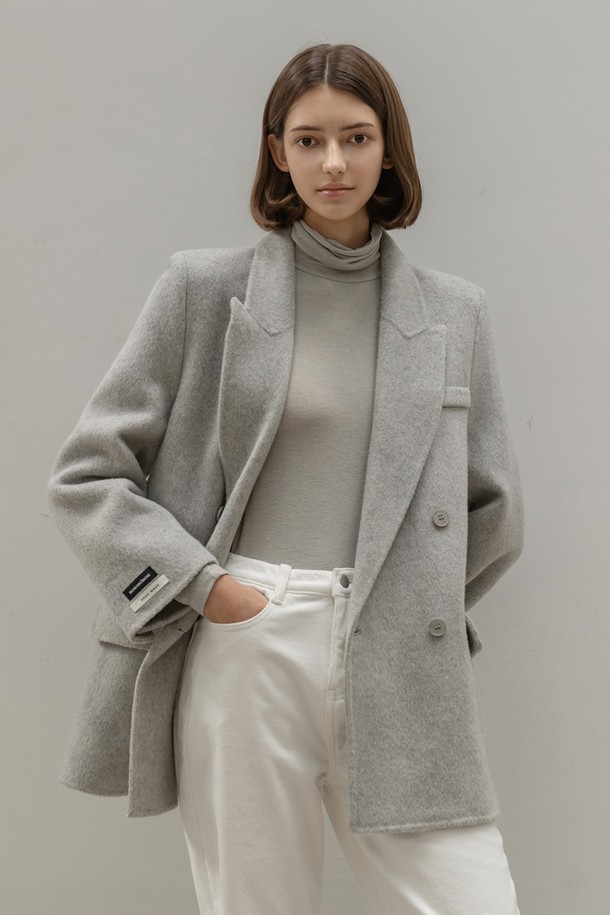 NON AND NON - 코트 - SOFT WOOL HANDMADE HALF COAT (GRAY)