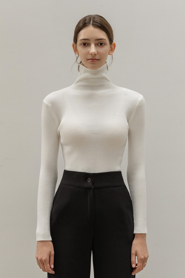 NON AND NON - 터틀넥 - HIGH TURTLENECK KNIT (IVORY)