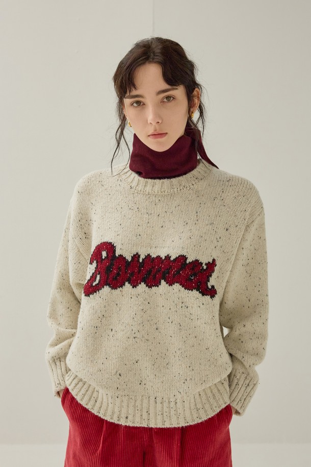 NON AND NON - 스웨터 - COZY LETTERING PULLOVER SWEATER (IVORY)