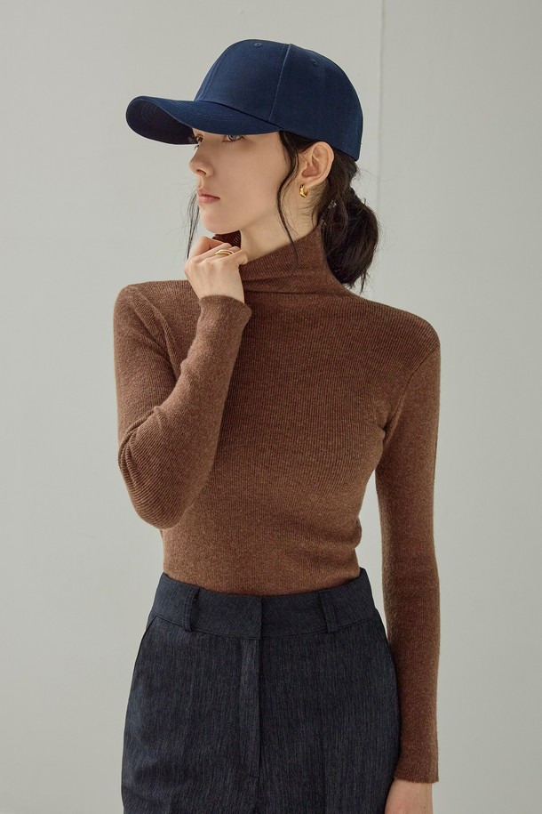 NON AND NON - 터틀넥 - HIGH TURTLENECK KNIT (BROWN)