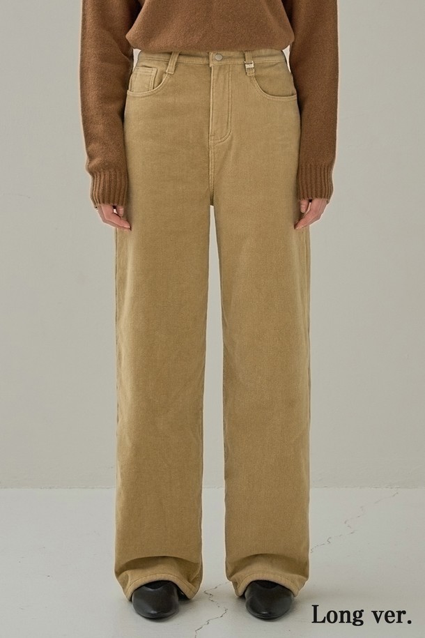 NON AND NON - 롱/미디팬츠 - CORDUROY WIDE NAPPING PANTS (BEIGE)