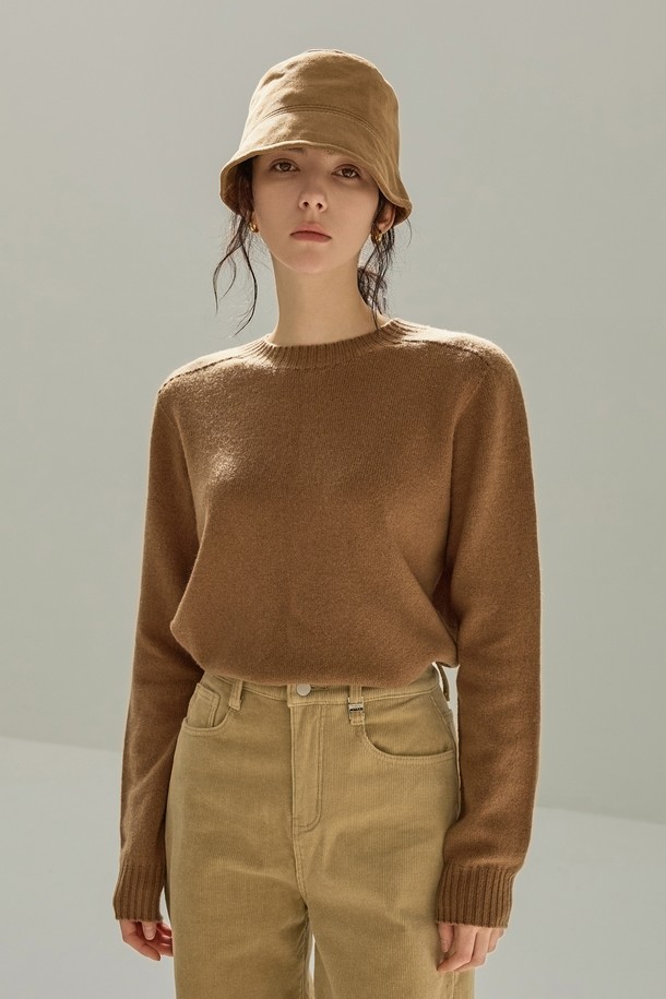 NON AND NON - 스웨터 - BASIC WOOL CREWNECK KNIT (BEIGE)