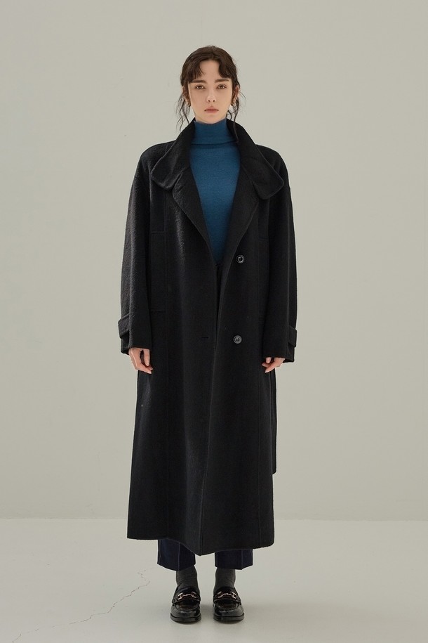 NON AND NON - 코트 - CLASSIC WOOL HANDMADE TRENCH COAT (BLACK)