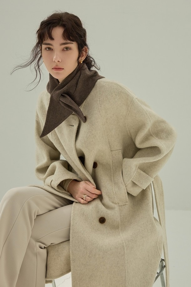 NON AND NON - 코트 - CLASSIC WOOL HANDMADE TRENCH COAT (IVORY)