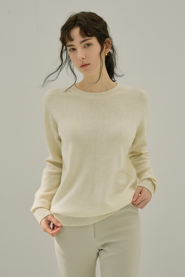 NON AND NON - 스웨터 - BASIC WOOL CREWNECK KNIT (lVORY)