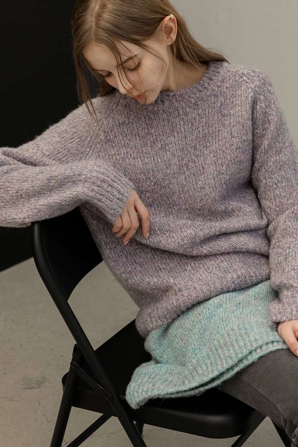 NON AND NON - 스웨터 - FLAT MIX KNIT PULLOVER (PINK)