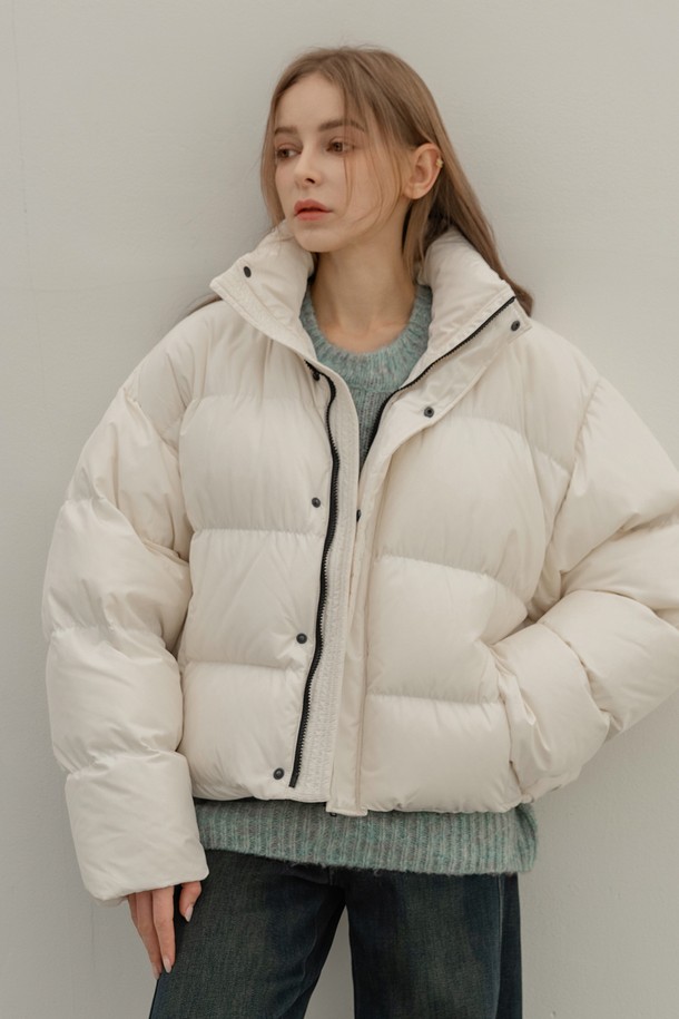 NON AND NON - 패딩 - STRING PUFFER DUCK DOWN PADDING (IVORY)