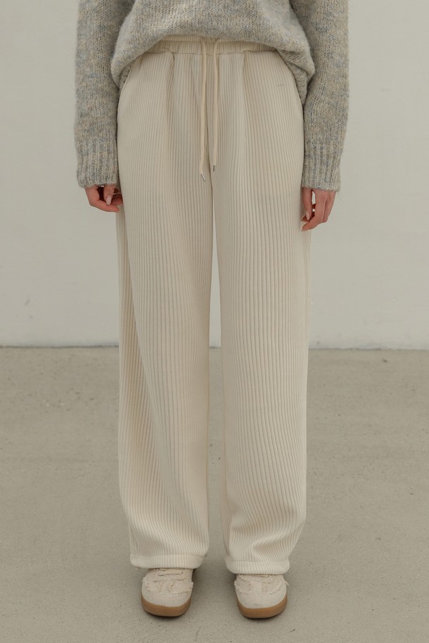 NON AND NON - 롱/미디팬츠 - CORDUROY 2-WAY WIDE PANTS (IVORY)