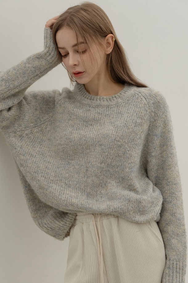 NON AND NON - 스웨터 - FLAT MIX KNIT PULLOVER (GRAY)