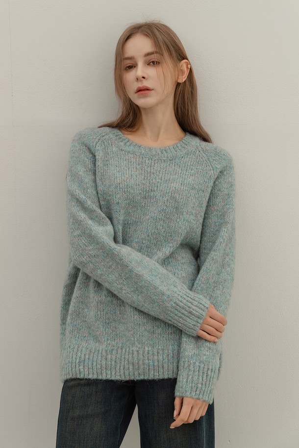 NON AND NON - 스웨터 - FLAT MIX KNIT PULLOVER (MINT)