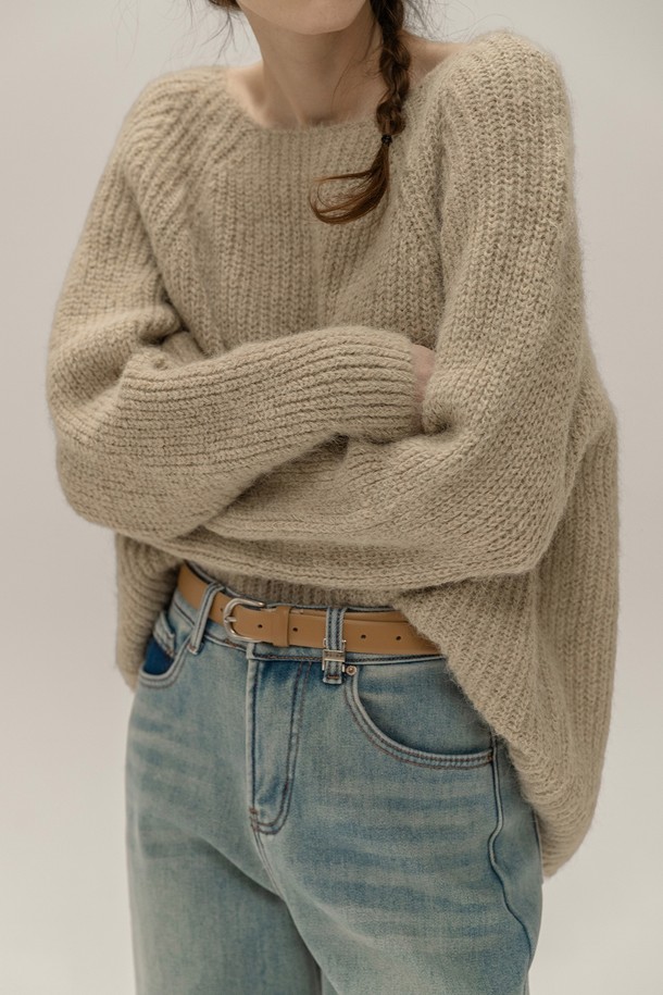 NON AND NON - 스웨터 - ROUGH WOOL LOOSE FIT KNIT (BEIGE)