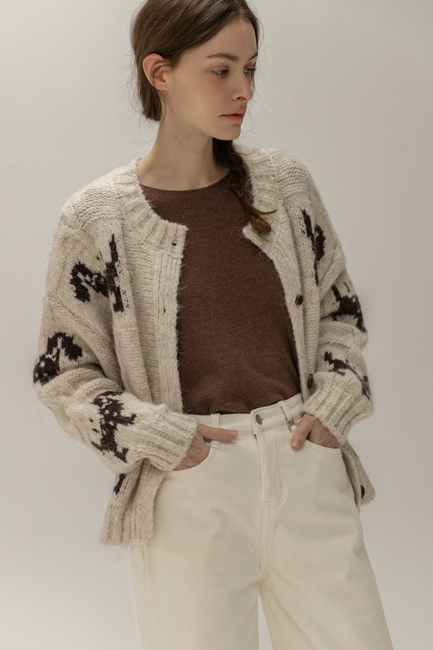 NON AND NON - 가디건 - WOOL NORDIC KNIT CARDIGAN (BEIGE)