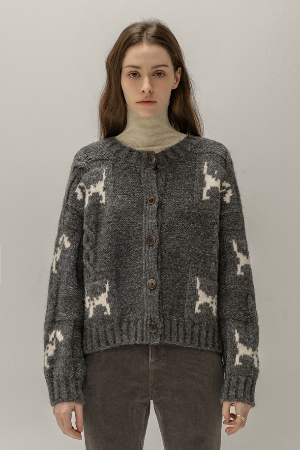 NON AND NON - 가디건 - WOOL NORDIC KNIT CARDIGAN (GRAY)