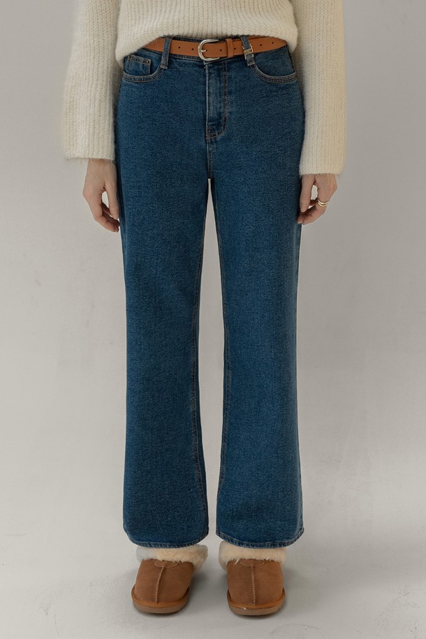 NON AND NON - 데님 - SEMI WIDE LEG DENIM PANTS (BLUE)