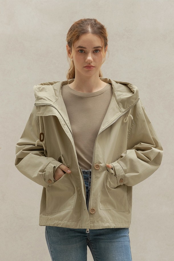 NON AND NON - 코트 - HOOD HALF TRENCH COAT (LIGHT BEIGE)