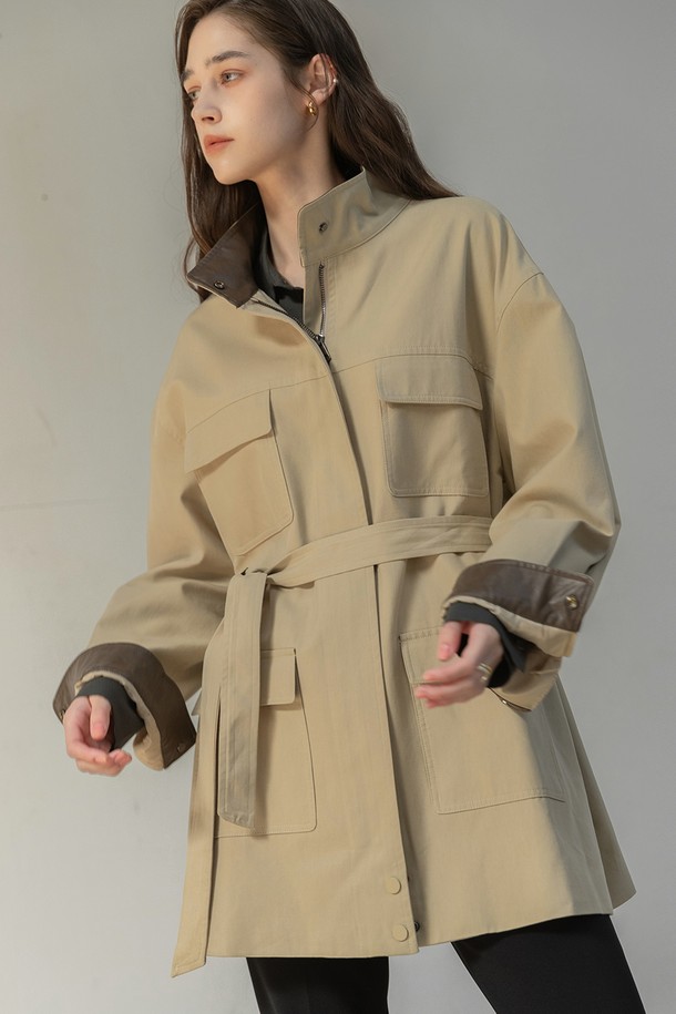 NON AND NON - 자켓 - COTTON WORK HALF JACKET (BEIGE)