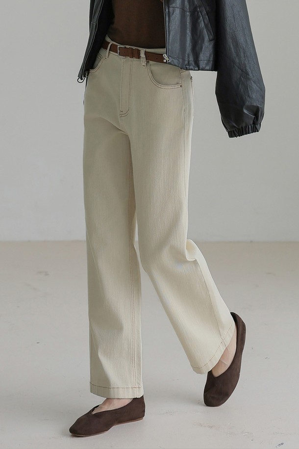 NONANDNON - 롱/미디팬츠 - SIGNATURE STRAIGHT COTTON PANTS (ECRU)