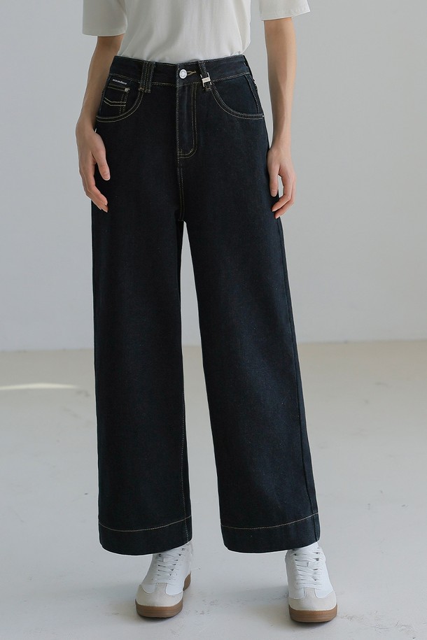 NON AND NON - 데님 - STITCH  RAW WIDE DENIM PANTS (DEEP INDIGO)