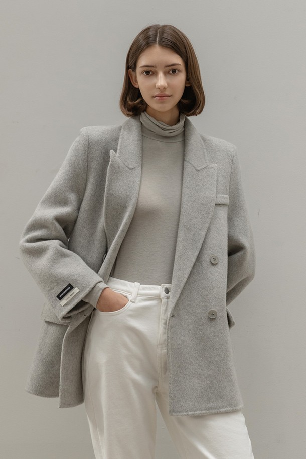 NON AND NON - 코트 - SOFT WOOL HANDMADE HALF COAT (GRAY)