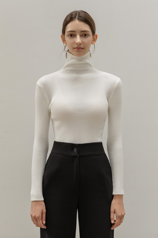 NON AND NON - 터틀넥 - HIGH TURTLENECK KNIT (IVORY)