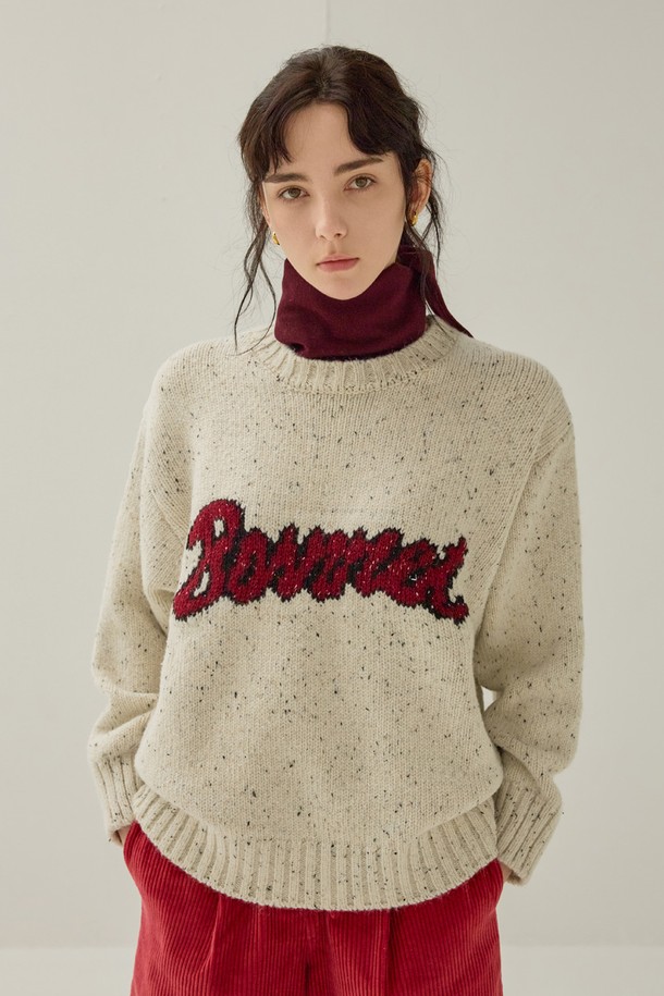 NON AND NON - 스웨터 - COZY LETTERING PULLOVER SWEATER (IVORY)