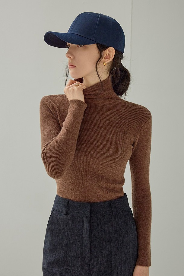 NON AND NON - 터틀넥 - HIGH TURTLENECK KNIT (BROWN)