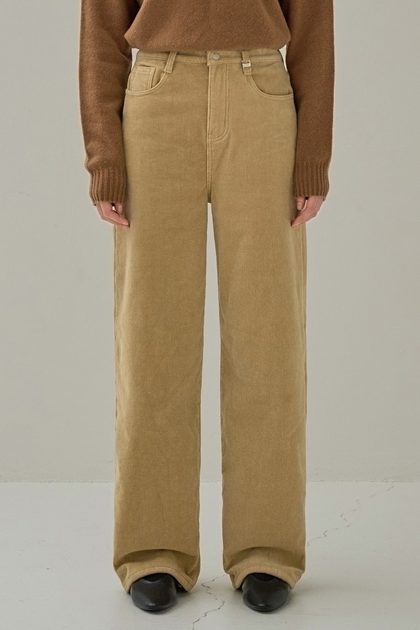 NON AND NON - 롱/미디팬츠 - CORDUROY WIDE NAPPING PANTS (BEIGE)