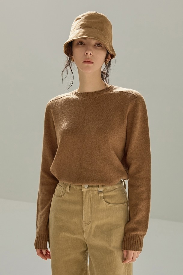 NON AND NON - 스웨터 - BASIC WOOL CREWNECK KNIT (BEIGE)