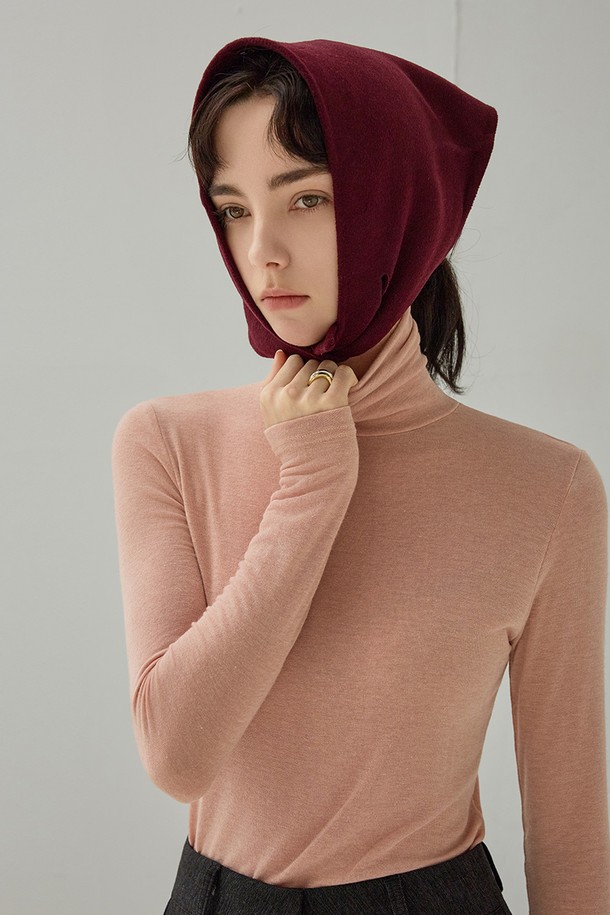 NON AND NON - 긴소매 티셔츠 - BASIC WOOL TURTLENECK T-SHIRT (INDIE PINK)