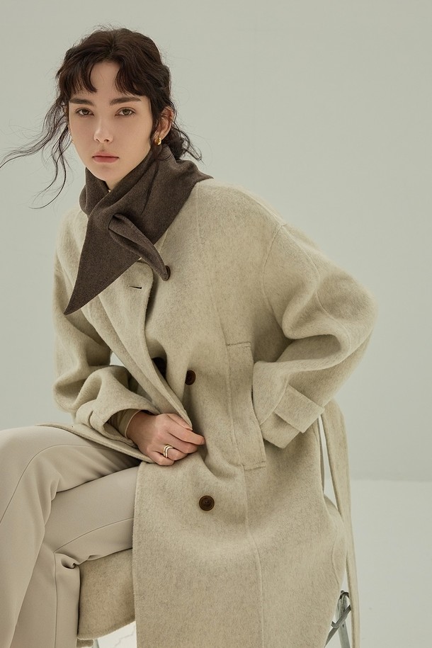 NON AND NON - 코트 - CLASSIC WOOL HANDMADE TRENCH COAT (IVORY)