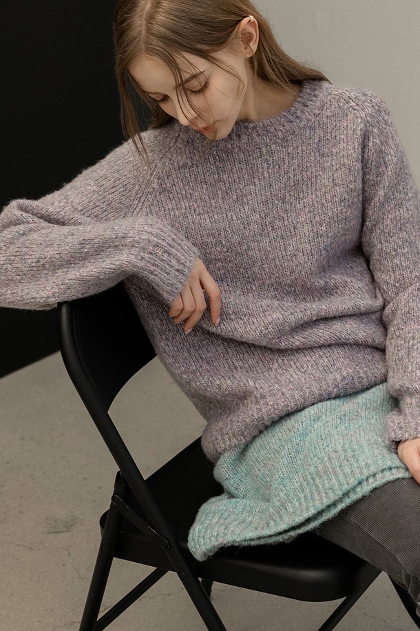 NON AND NON - 스웨터 - FLAT MIX KNIT PULLOVER (PINK)