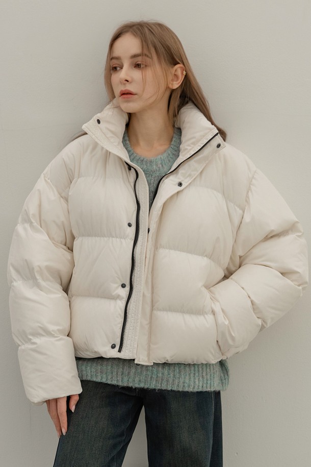 NON AND NON - 패딩 - STRING PUFFER DUCK DOWN PADDING (IVORY)