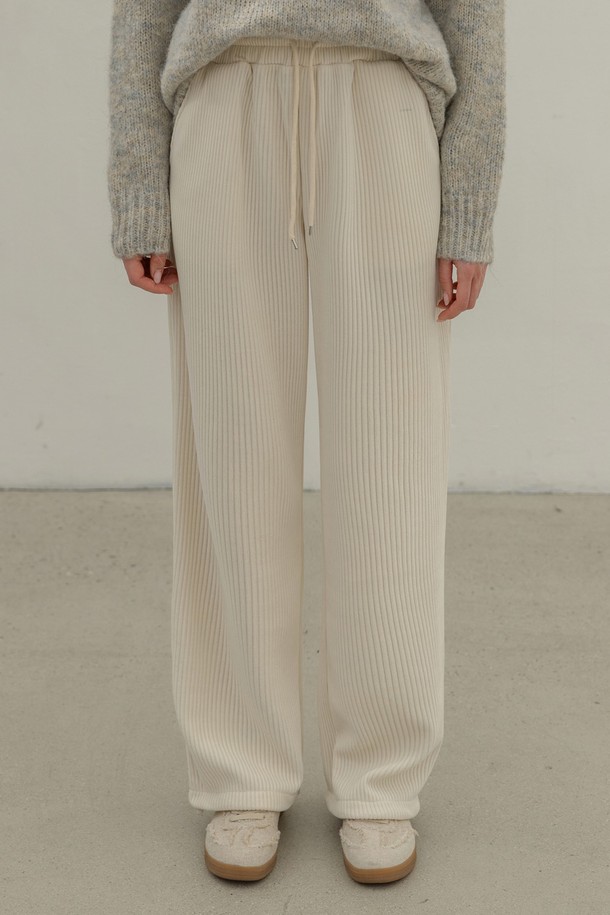 NON AND NON - 롱/미디팬츠 - CORDUROY 2-WAY WIDE PANTS (IVORY)