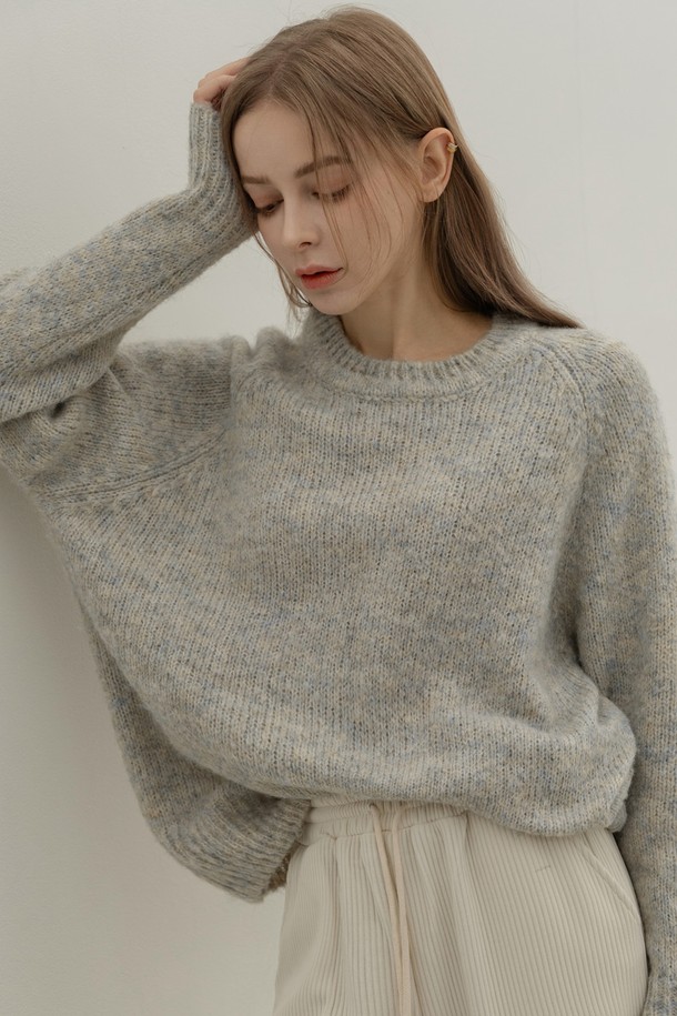 NON AND NON - 스웨터 - FLAT MIX KNIT PULLOVER (GRAY)