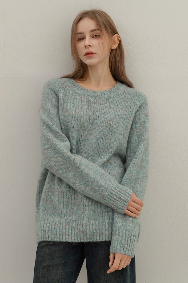 NON AND NON - 스웨터 - FLAT MIX KNIT PULLOVER (MINT)