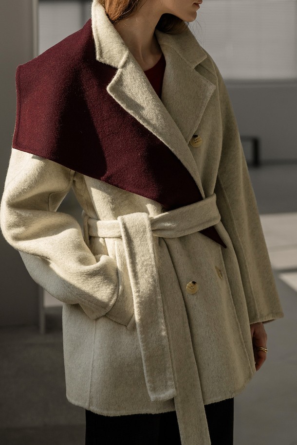 NON AND NON - 코트 - WOOL HANDMADE HALF DOUBLE COAT (IVORY)