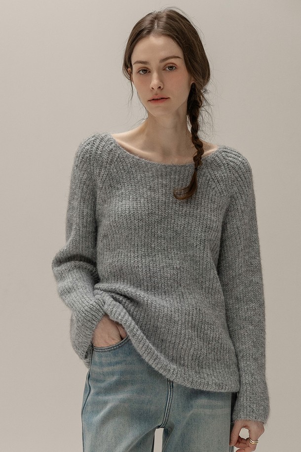 NON AND NON - 스웨터 - ROUGH WOOL LOOSE FIT KNIT (GRAY)