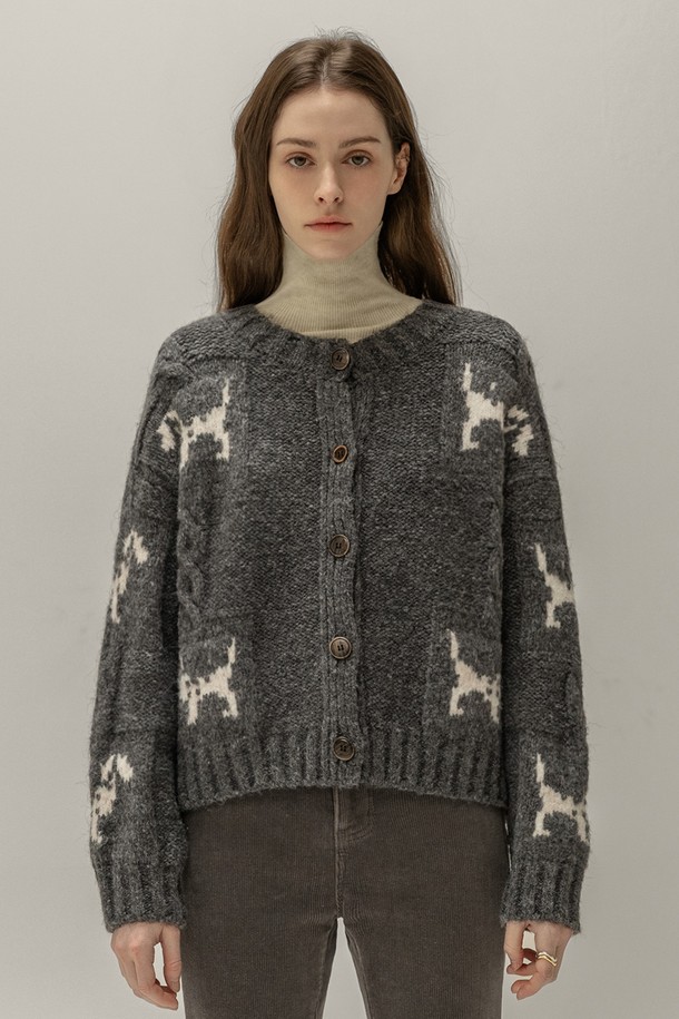 NON AND NON - 가디건 - WOOL NORDIC KNIT CARDIGAN (GRAY)