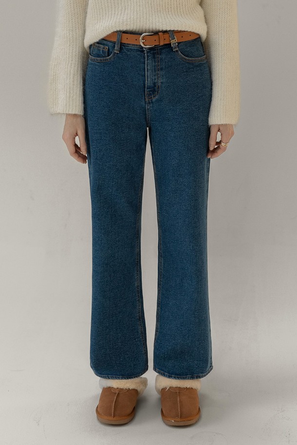 NON AND NON - 데님 - SEMI WIDE LEG DENIM PANTS (BLUE)