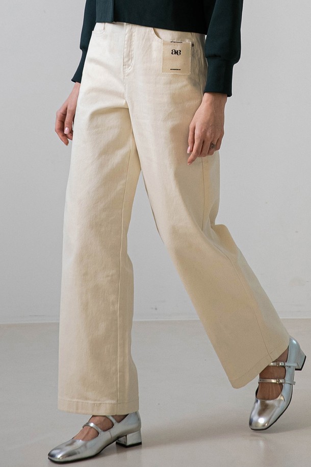 NONANDNON - 롱/미디팬츠 - Butter Standard Cotton Pants (Cream)